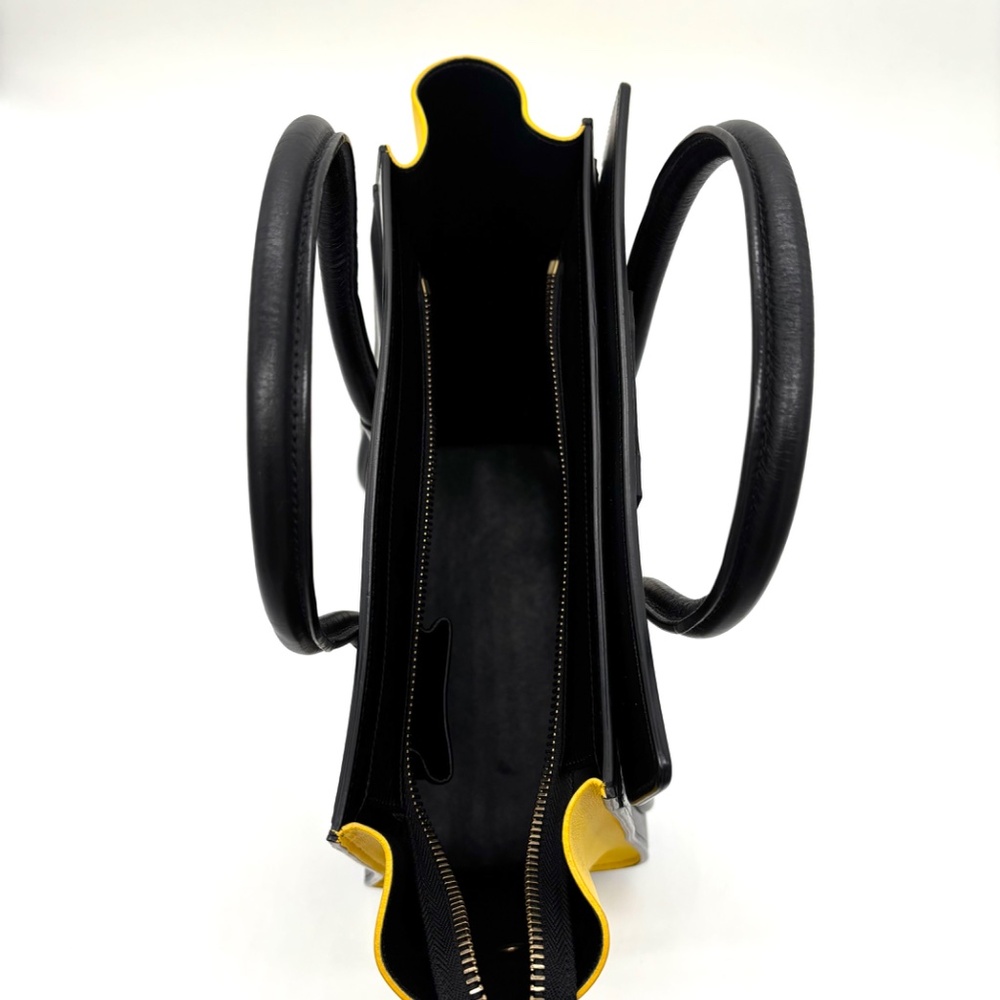 CELINE Drummed Calfskin Micro Luggage in Black, Yellow, and White 👜x8 - Picture 10 of 14